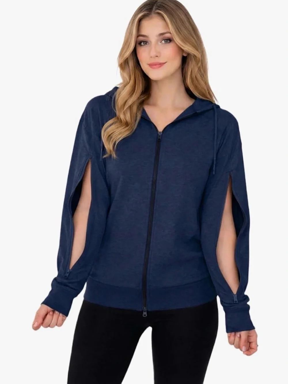 NWT USBD Unisex Dialysis Hoodie with Arm Zippers - Terry Cotton Black Size Large